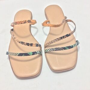 Madewell The Lyra Slide Sandals in snake embossed leather women’s size 9.5